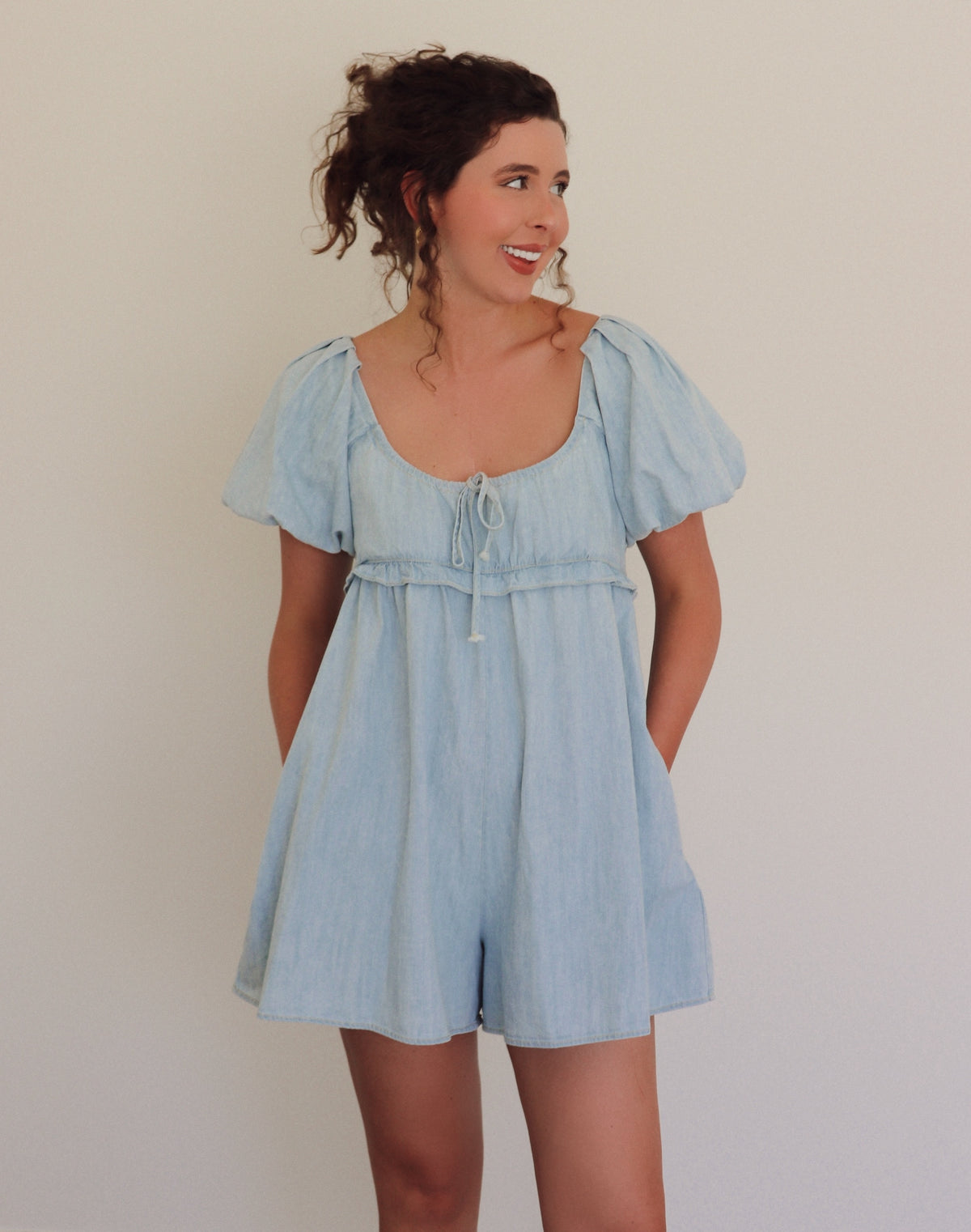 Hattie Romper - Light Denim