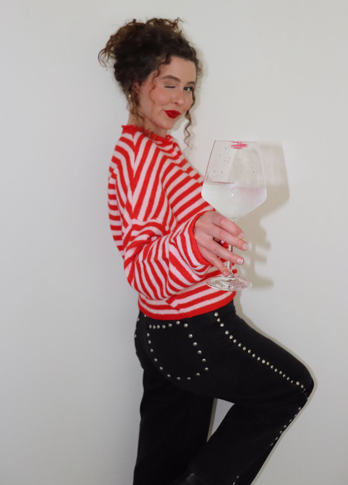 Collins Cardigan - Red + Light Pink