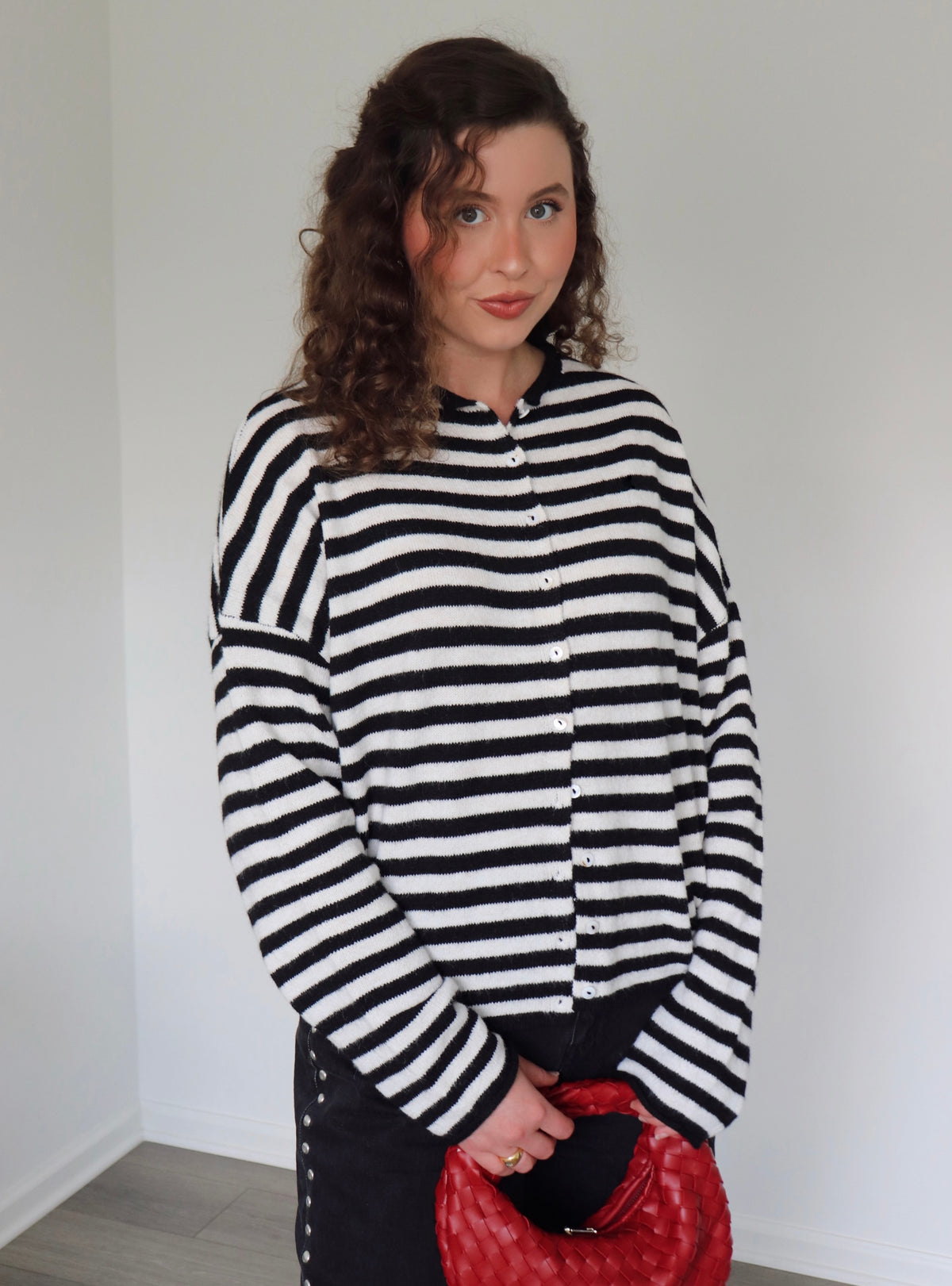 Collins Cardigan - Black + White