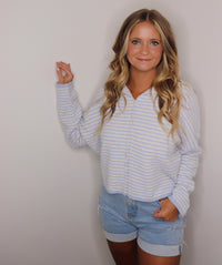 Collins Cardigan - Light Blue + Cream