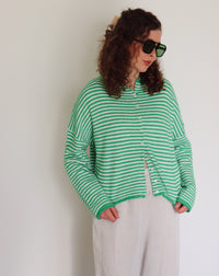 Collins Cardigan - White + Green