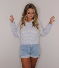 Collins Cardigan - Light Blue + Cream