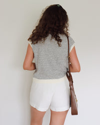 Collins Cardigan - Short Sleeve (Striped)