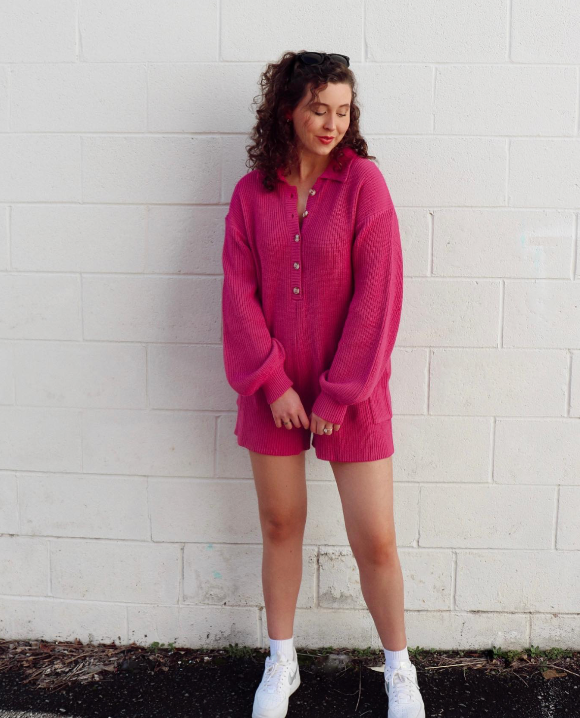 Magenta Sweater Romper