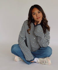 Collins Cardigan - Denim + White