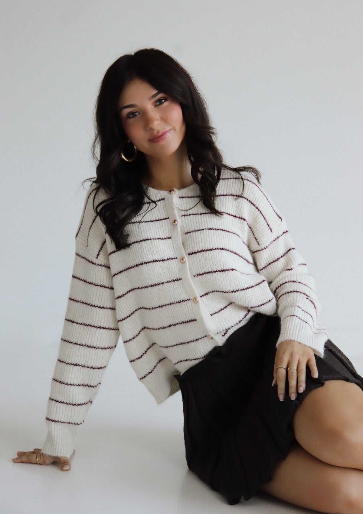 Hollis Cardigan - Dark Red Stripes