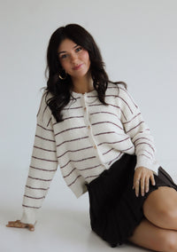 Hollis Cardigan - Dark Red Stripes