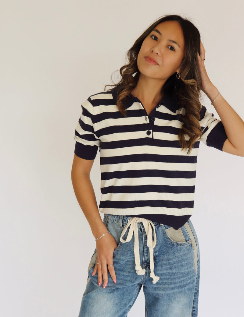 Carmine Top - Blue + White