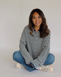 Collins Cardigan - Denim + White