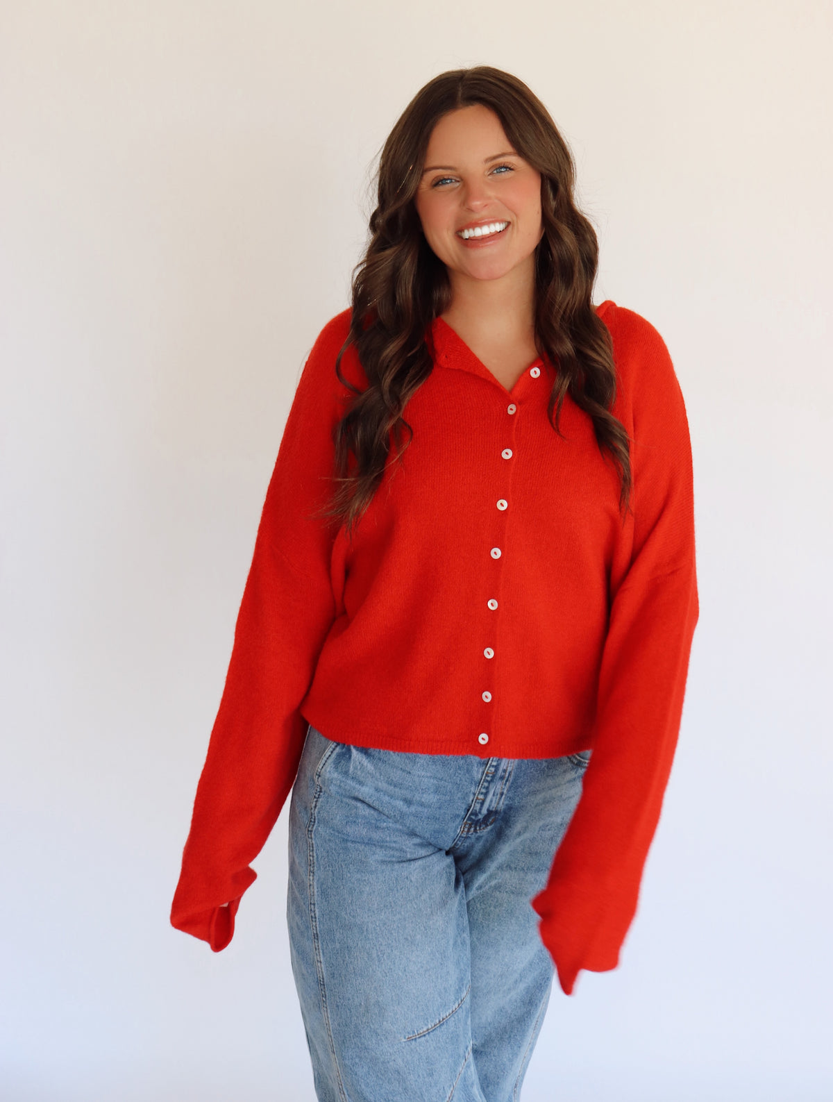 Collins Cardigan - Tomato Red
