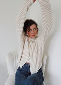 Collins Cardigan - Beige and White