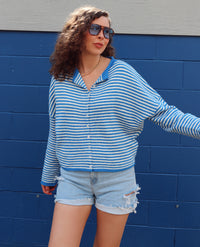 Collins Cardigan - Blue and White