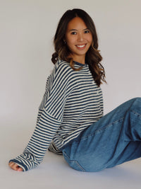 Collins Cardigan - Denim + White