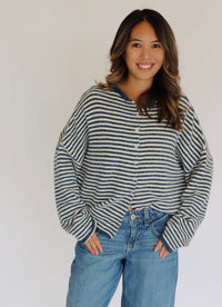 Collins Cardigan - Denim + White