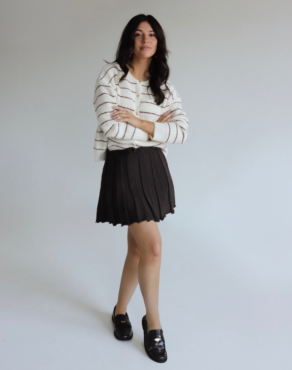 Hollis Cardigan - Dark Red Stripes