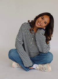 Collins Cardigan - Denim + White