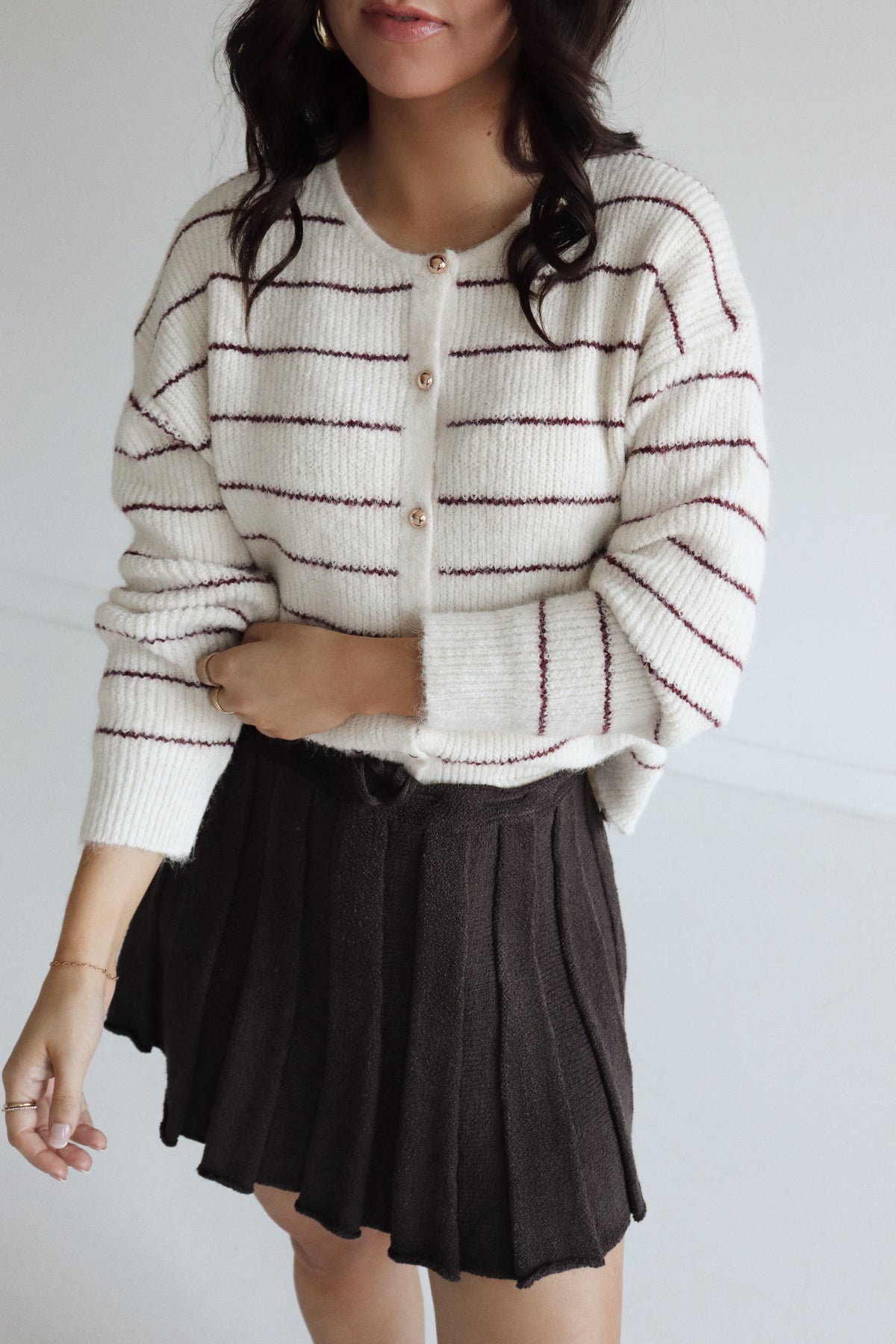 Hollis Cardigan - Dark Red Stripes