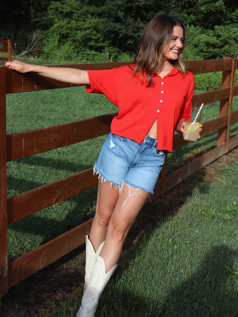 Lauren Cardigan - Tomato Red