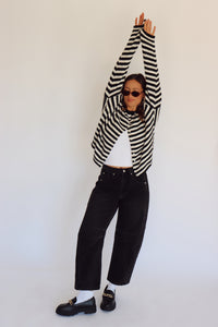 Collins Cardigan - Black + White Stripe