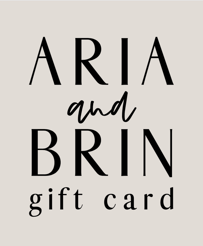 An electronic gift card from Aria and Brin with the brand's logo and name.